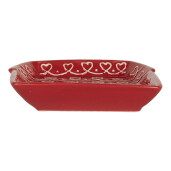Platou Casuta Turta Dulce ceramica rosie maro 15x19x3 cm