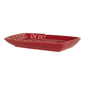 Platou Casuta Turta Dulce ceramica rosie maro 15x19x3 cm