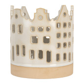 Candela Casuta Craciun ceramica bej Ø 11x11 cm