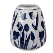 Vaza flori ceramica alba albastra Ø 16x18 cm