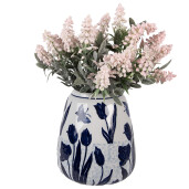 Vaza flori ceramica alba albastra Ø 16x18 cm