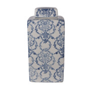 Vaza flori ceramica alba albastra 15x15x31 cm