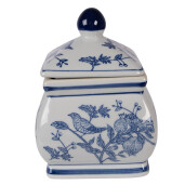 Borcan ceramica alba albastra 13x13x17 cm