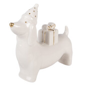 Figurina Catelus portelan alb auriu 15x4x13 cm