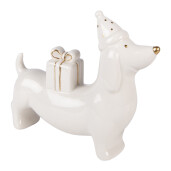 Figurina Catelus portelan alb auriu 15x4x13 cm