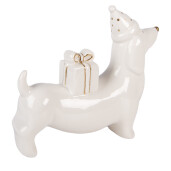Figurina Catelus portelan alb auriu 15x4x13 cm