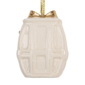 Ornament brad Craciun portelan alb auriu  5x4x6 cm