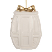 Ornament brad Craciun portelan alb auriu  5x4x11 cm