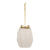 Ornament brad Craciun portelan alb auriu  5x4x11 cm