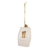 Ornament brad Craciun portelan alb auriu  5x4x11 cm
