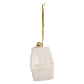 Ornament brad Craciun portelan alb auriu  5x4x11 cm