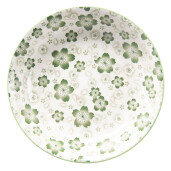 Set 4 boluri ceramica alba verde 20x4 cm