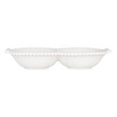 Bol dublu ceramica alba 25x7x3 cm, 100 ml