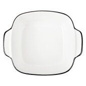 Bol ceramica alba neagra 15x12x5 cm, 400 ml