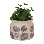 Ghiveci flori ceramica gri bej Dovleac 12x10 cm
