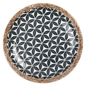 Farfurie ceramica neagra maro alba 21x3 cm