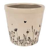 Ghiveci flori ceramica bej neagra 15x14 cm