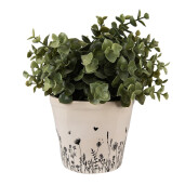 Ghiveci flori ceramica bej neagra Flower 12x11 cm