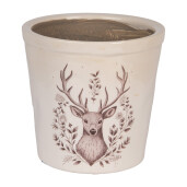 Ghiveci flori ceramica bej maro Ren 17x16 cm