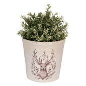 Ghiveci flori ceramica bej maro Ren 17x16 cm