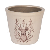 Ghiveci flori ceramica bej maro Ren 12x11 cm