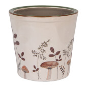 Ghiveci flori ceramica bej maro Ciupercute 17x16 cm