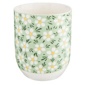 Cana portelan verde galben alb 6x8 cm, 100 ml