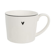 Set 6 cani ceramica alba neagra Inimioara 12x8x7 cm, 275 ml