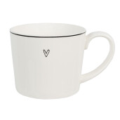 Set 6 cani ceramica alba neagra Heart 12x8x7 cm, 275 ml