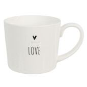 Set 2 cani ceramica alba neagra Love 12x8x7 cm, 275 ml