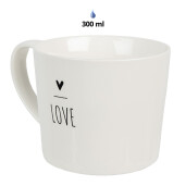 Set 2 cani ceramica alba neagra Love 12x8x7 cm, 275 ml