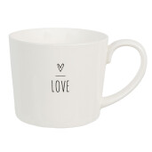 Set 2 cani ceramica neagra alba Love 12x8x7 cm, 275 ml