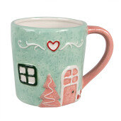 Cana Craciun ceramica 13x9x9 cm, 350 ml