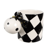 Cana Craciun ceramica alba neagra 13x8x9 cm, 350 ml