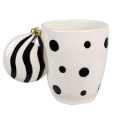 Cana Craciun ceramica alba neagra 14x9x10 cm, 350 ml