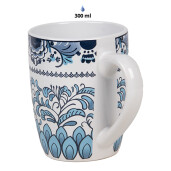 Set 6 cani ceramica alba albastra 12x8x10 cm, 300 ml