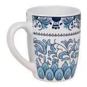 Set 6 cani ceramica alba albastra 12x8x10 cm, 300 ml
