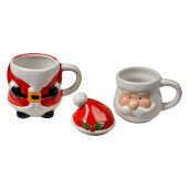 Set 2 cani Mos Craciun ceramica multicolora 13x9x22 cm, 300 ml, 375 ml