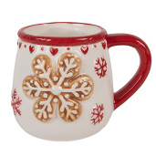 Cana Craciun Fulg de Nea ceramica multicolora 13x10x10 cm / 375 ml