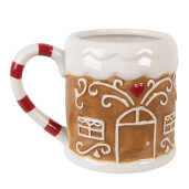 Cana Craciun Casuta Turta Dulce ceramica multicolora 14x10x10 cm / 350 ml