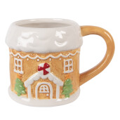 Cana Craciun Casuta Turta Dulce ceramica multicolora 13x9x9 cm / 300 ml