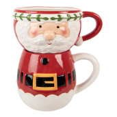 Set 2 cani Mos Craciun ceramica multicolora 15x12x17 cm / 400 ml / 500 ml