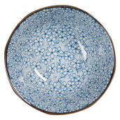 Set 6 boluri ceramica alba albastra 13x6 cm, 250 ml