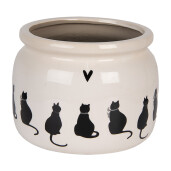 Ghiveci flori ceramica bej neagra Pisicute 20x15 cm