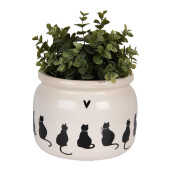 Ghiveci flori ceramica bej neagra Pisicute 20x15 cm