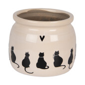 Ghiveci flori ceramica bej neagra Pisicute 16x13 cm
