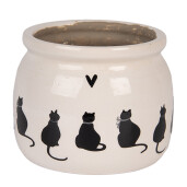Ghiveci flori ceramica bej neagra Pisicute 12x10 cm