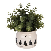 Ghiveci flori ceramica bej neagra Pisicute 12x10 cm