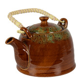 Ceainic cu infuzor ceramica maro verde 14x12 cm, 750 ml