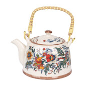 Ceainic si infuzor ceramica multicolora Flowers 18x14x12 cm, 800 ml